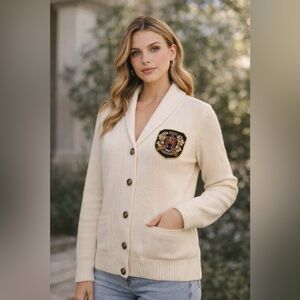 Tommy Hilfiger Cream Cardigan with Crest